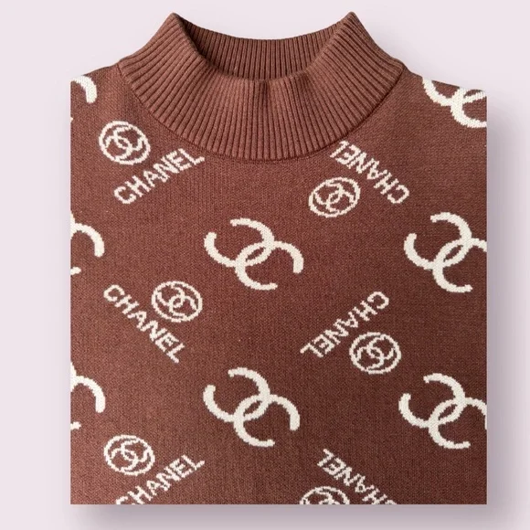CHANEL CC Logo Monogram Sweater Dress